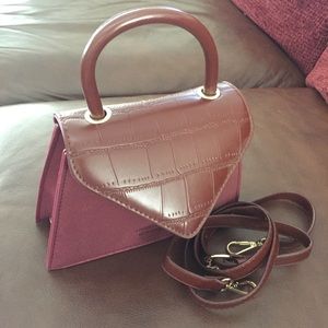 Faux Croc Leather Top Handle